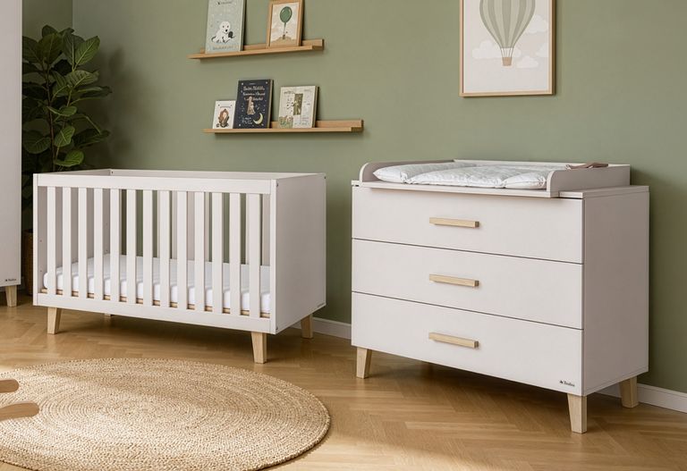 pinolino kinderzimmer set tami bett wickelkommode extrabreit uni beige