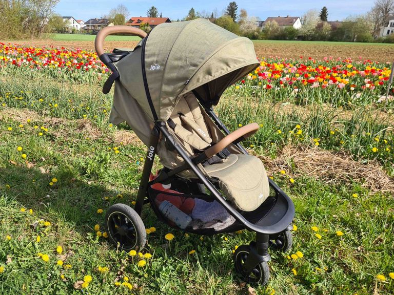 joie litetrax pro air buggy auf blumenfeld